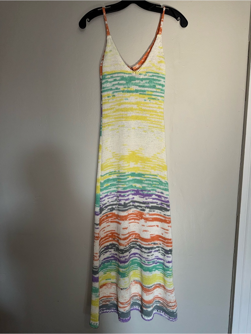 Zara Striped Knit Midi Dress in Pastel Orange, Green, Purple, Yellow - Picture 6 of 13